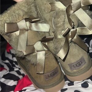 UGG Women's Olive Boots with Satin Bows
